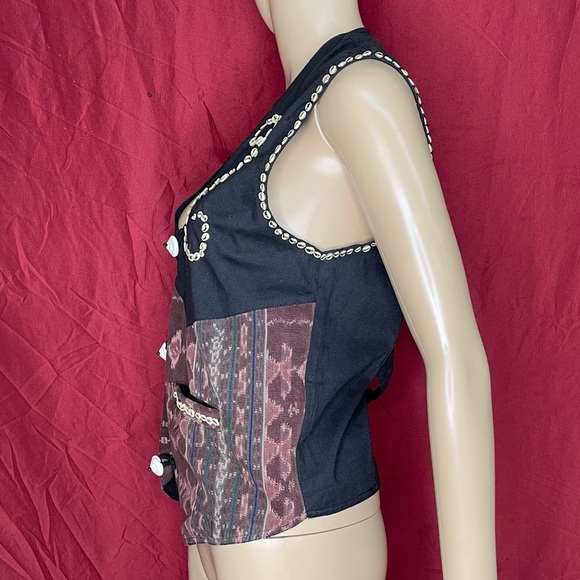 Vintage 90’s Real Sea Shell Indonesian Bohemian Vest Large - Picture 5 of 8